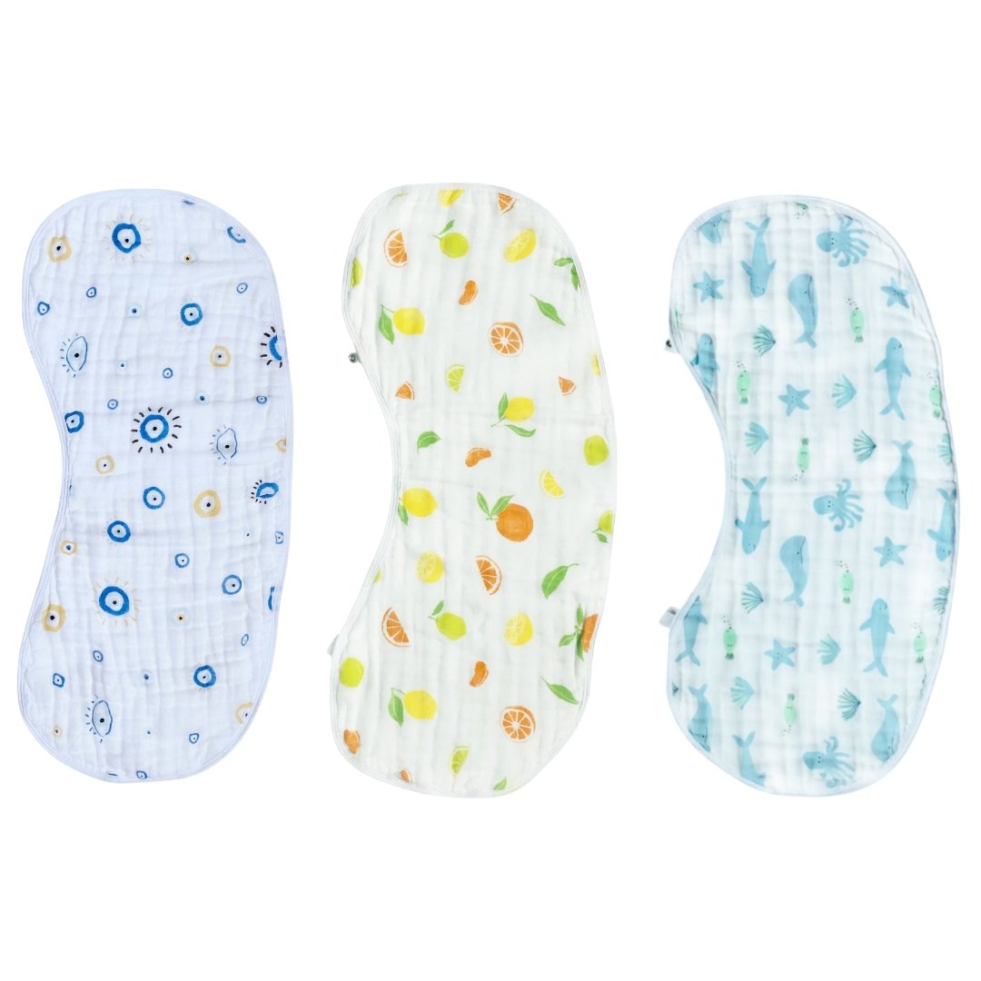 2-in-1 Burp Cloth Bibs- 3 Pack - Bundled Baby