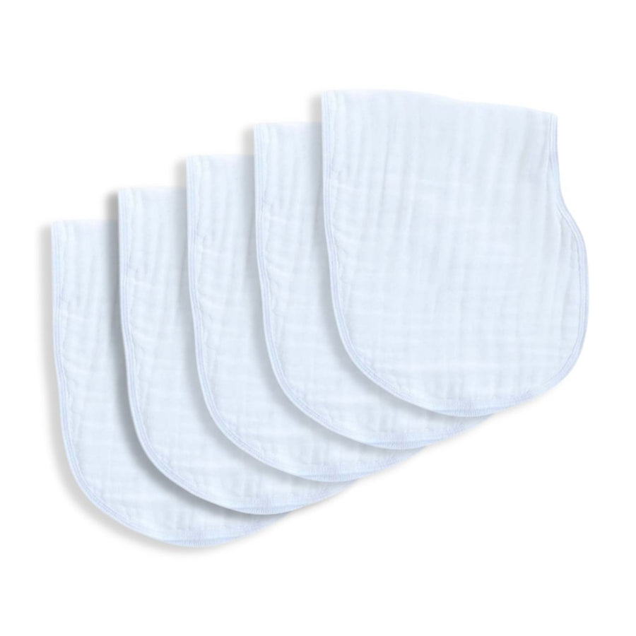 2-in-1 Burp Cloth Bibs- Solid White 5 Pack - Bundled Baby