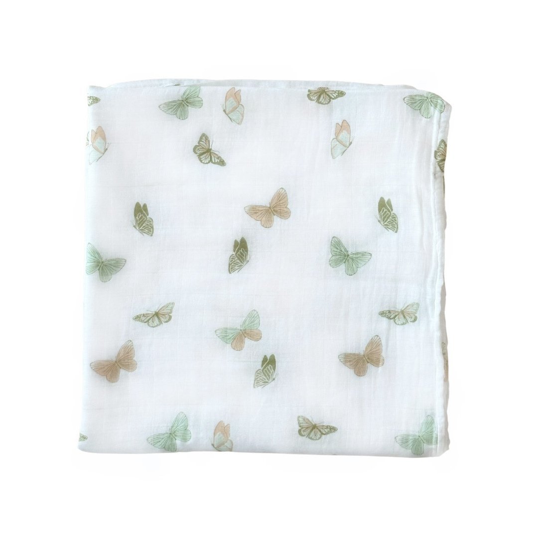 Bamboo Muslin Swaddle Blanket & Topknot Set - French Lavender - Dear Perli