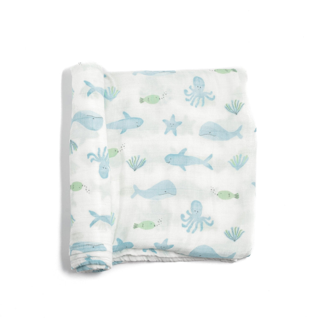 Bamboo Muslin Swaddle Blanket & Topknot Set - Watermelon - Bundled Baby