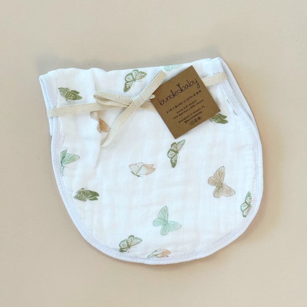 Burp Cloth Bib- Butterflies - Bundled Baby