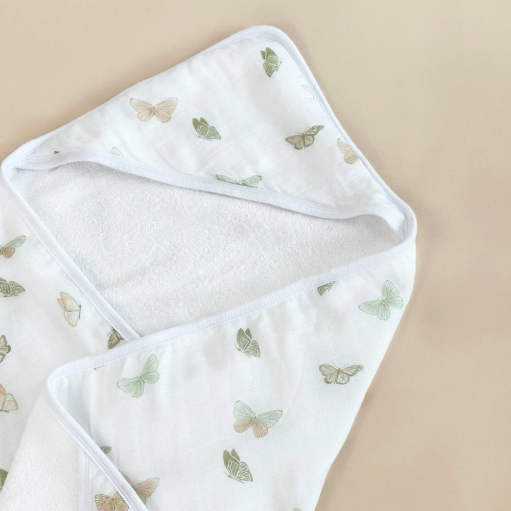 Hooded Towel- Butterflies - Bundled Baby
