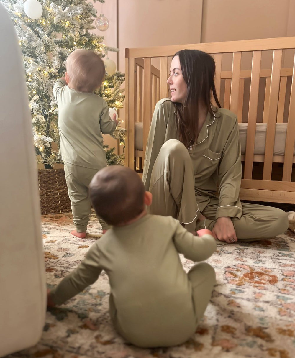 Women's Long Sleeve Pajama Set in Sage - Dear Perli